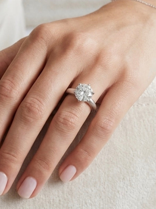 Sterling Silver Solitaire Engagement Ring