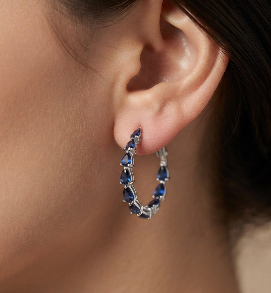 Inside-Out Oval Shape 1-inch Hoop Earrings