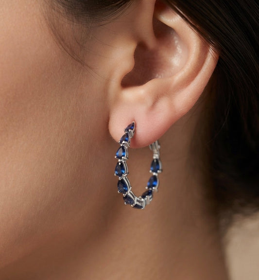 Inside-Out Oval Shape 1-inch Hoop Earrings