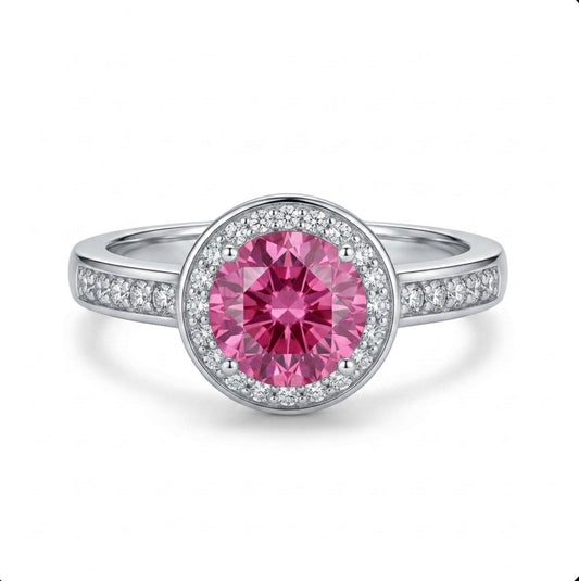 Sterling Silver Pink Cubic Zirconia Ring