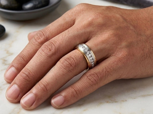 Gold Plated Cubic Zirconia Men’s Wedding Band