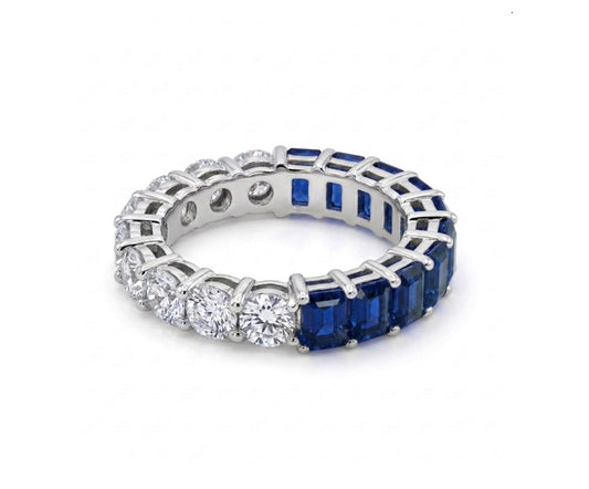 Sterling Silver Two Tone  Eternity Ladies Band