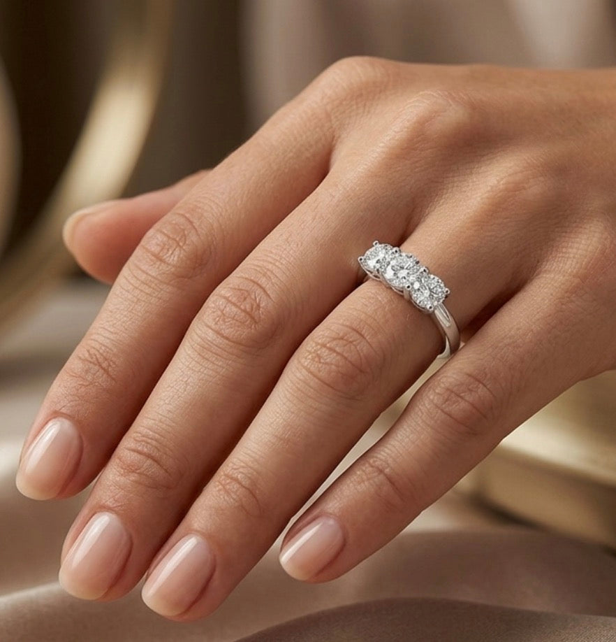 Sterling Silver 3-Stone Ring