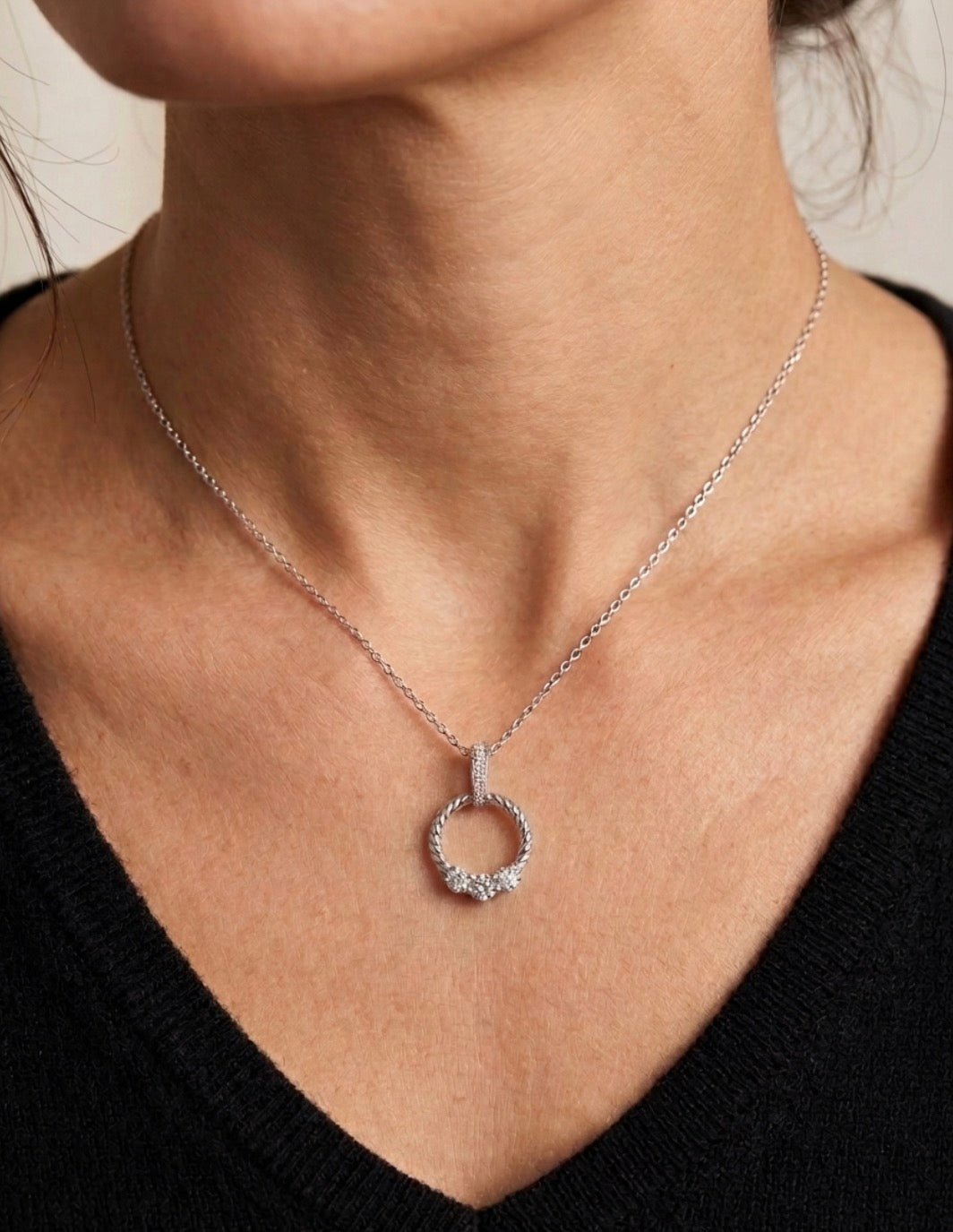 Sterling Silver Twisted Eternity Circle Necklace