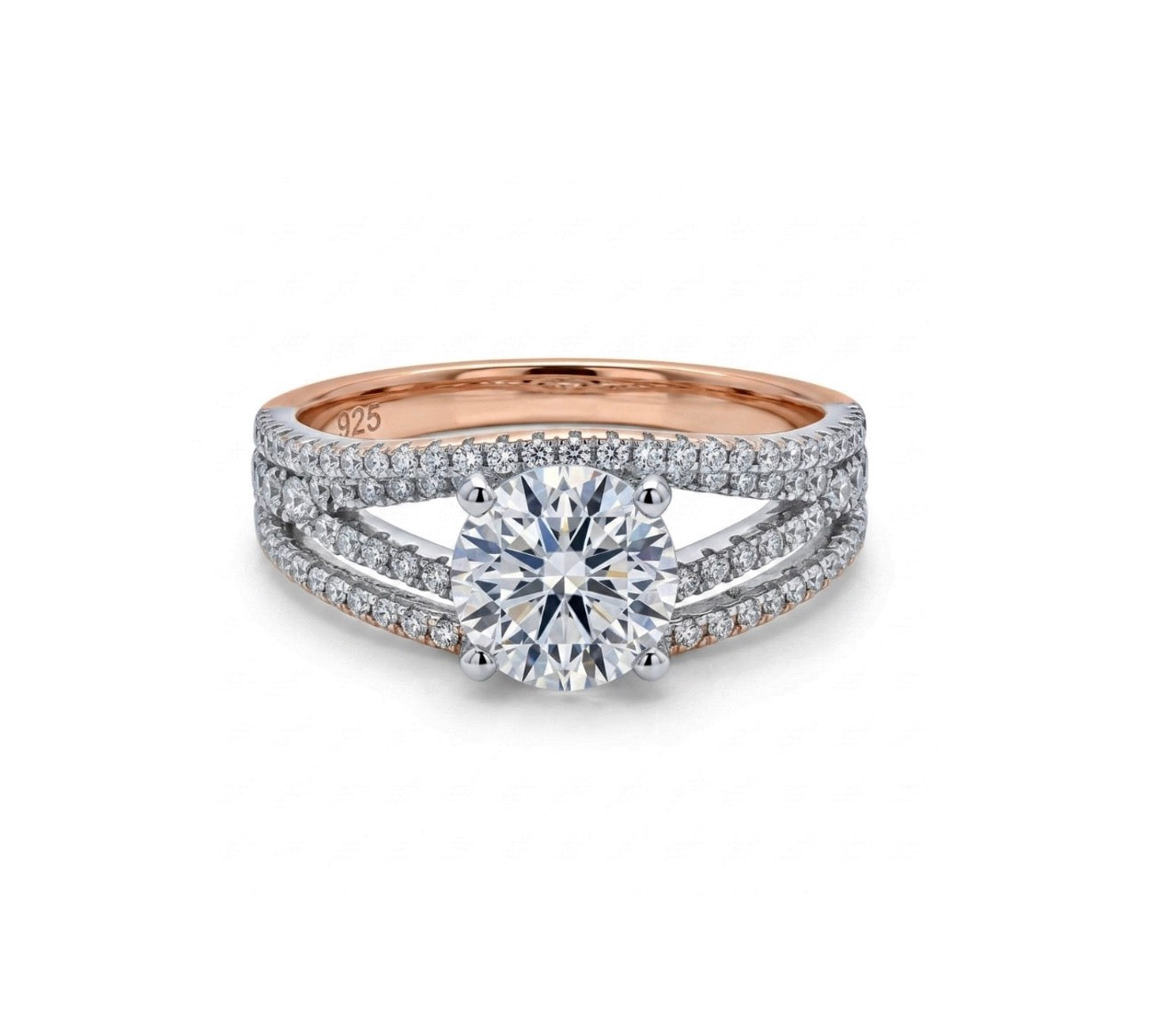 Sterling Silver Two Tone Silver and Rose Gold  Ring