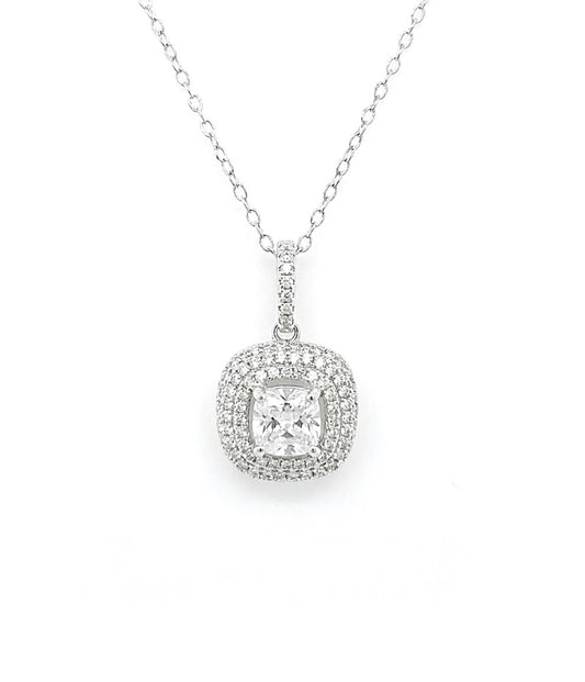 Sterling Silver Double Halo Necklace