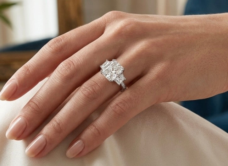 Sterling Silver  Emerald-cut Stone Ring