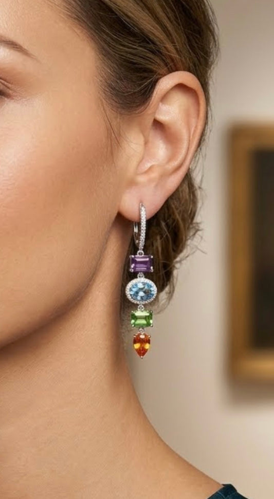 Stunning Mosaic Style Drop Earrings