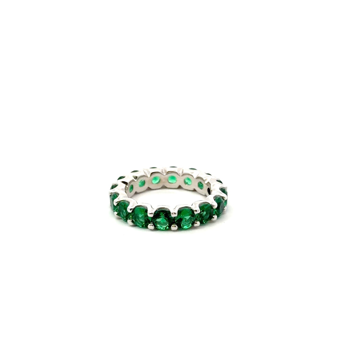 Sterling Silver Cushion cut Ruby Eternity Ring