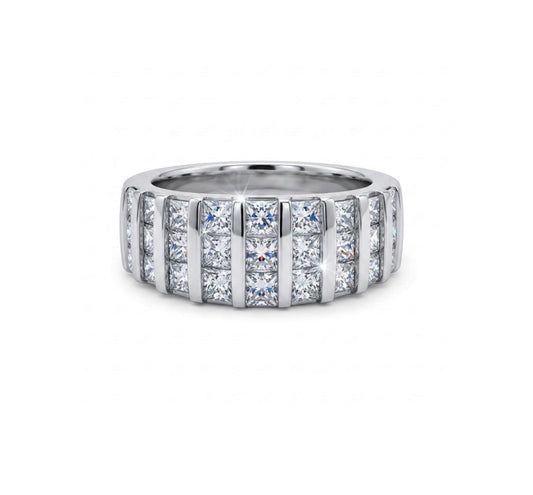 Sterling Silver Brilliant-cut Cubic Zirconia Wide Ladies Band