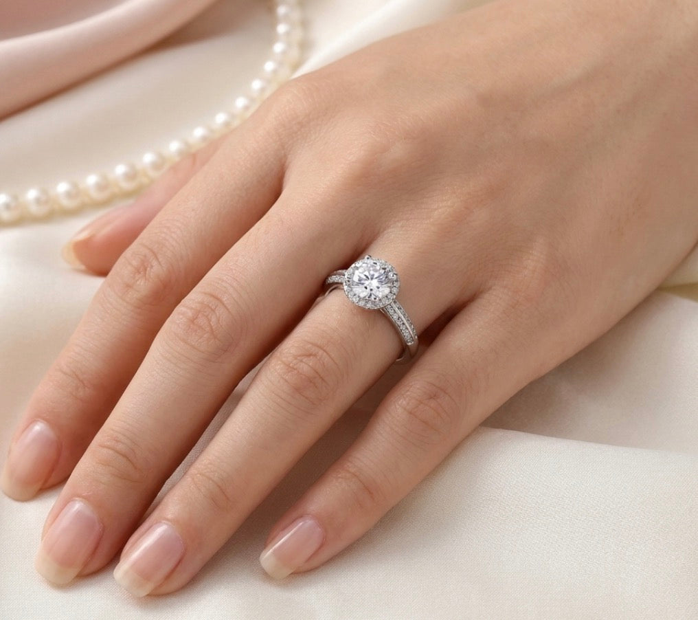Sterling Silver Cubic Zirconia Halo Ring