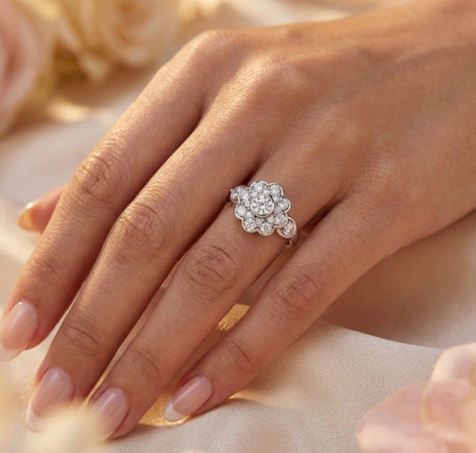 Sterling Silver Floral Design Ring