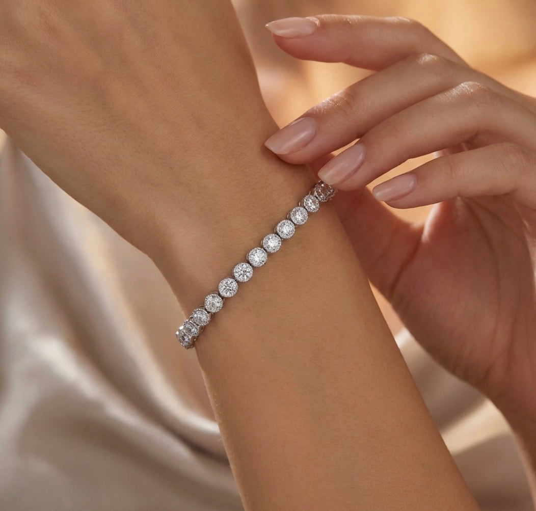 Sterling Silver Filigree Style Tennis Bracelet