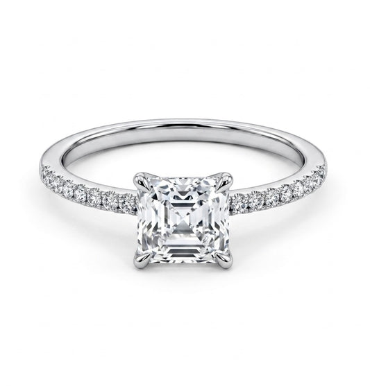 Sterling Silver 4-prongs Asscher-cut Ring