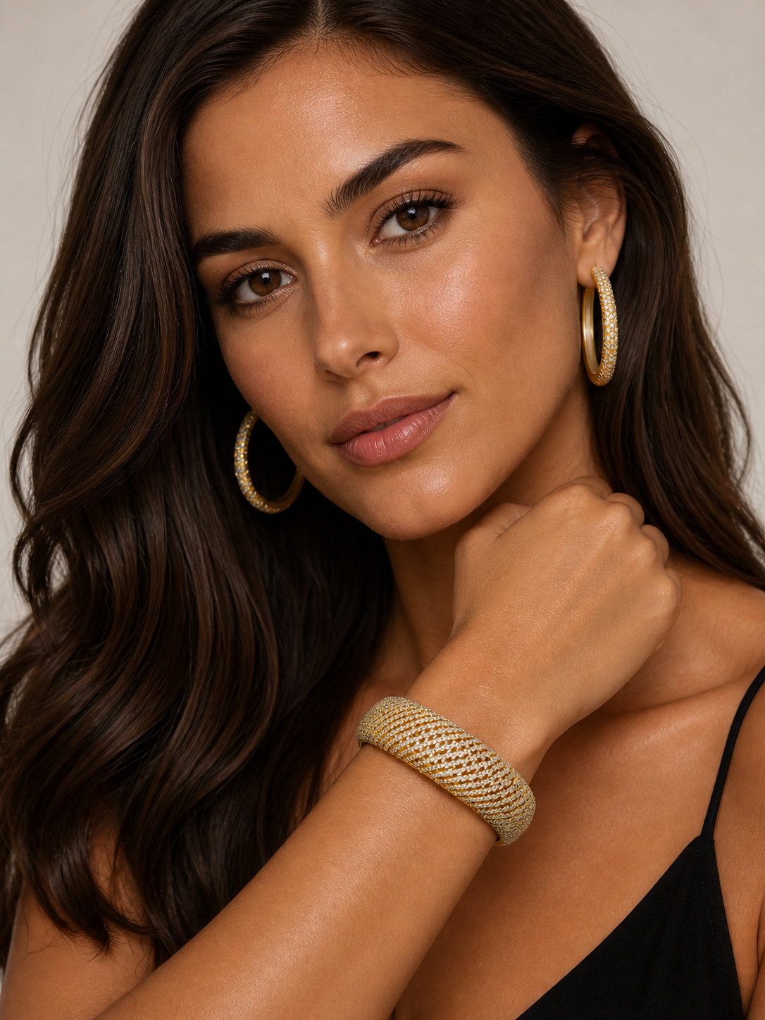 Sterling Silver Gold Plated Cubic Zirconia Bangle Bracelet