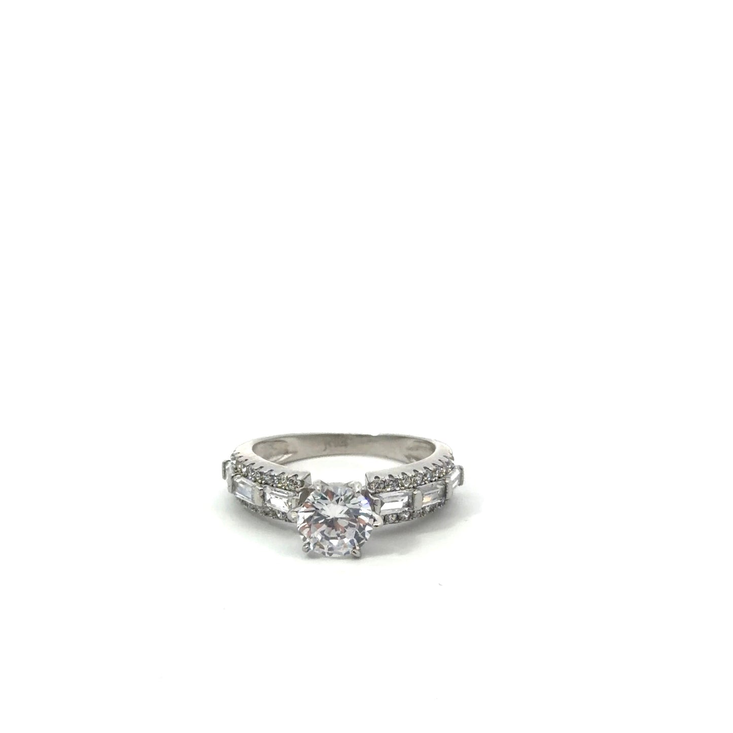 Sterling Silver Radiant Cut Engagement Ring