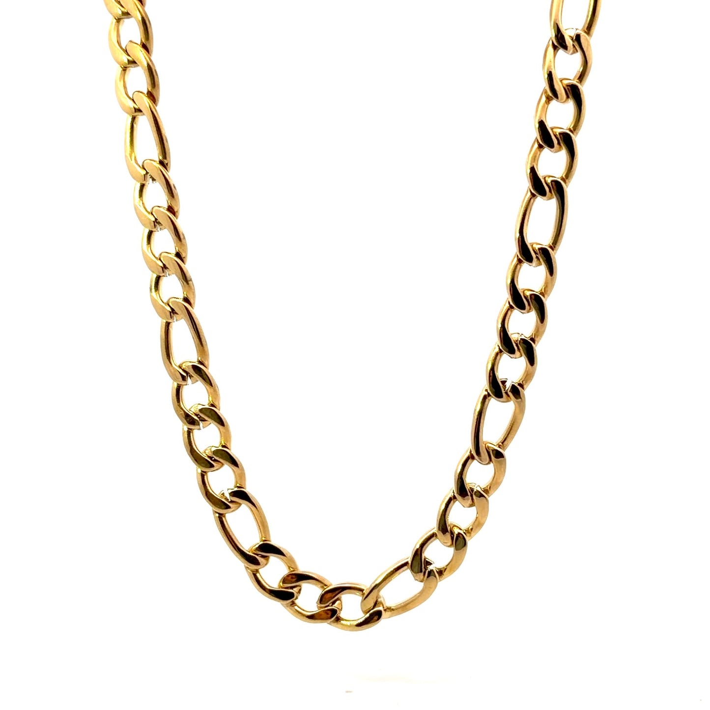 Gold Plated Figaro Chain Link Necklace