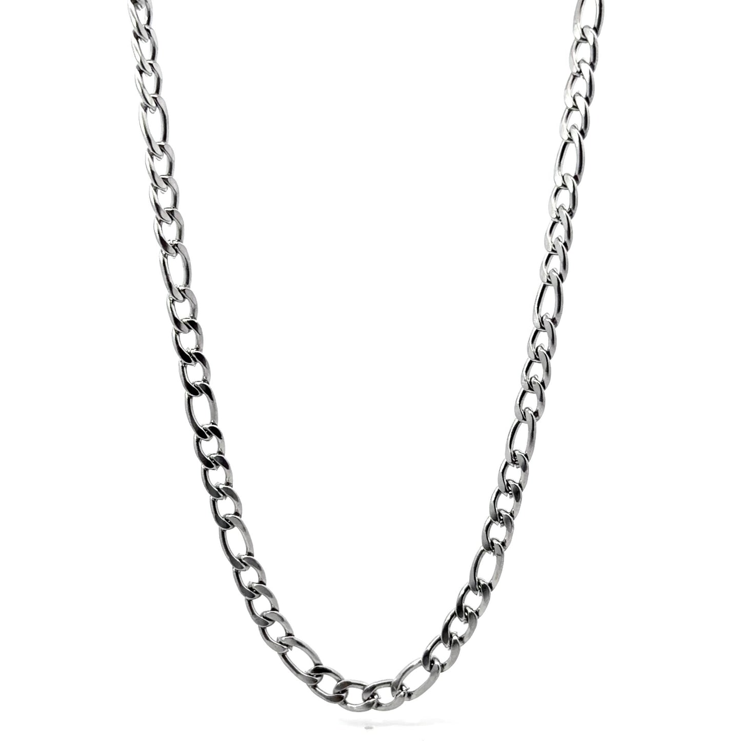 Stainless Steel Figaro Chain Link Necklace
