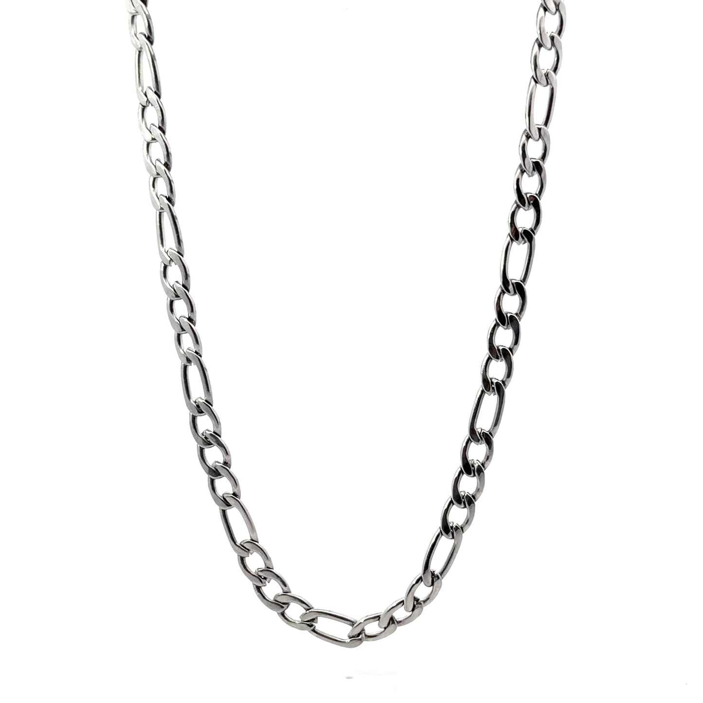 Stainless Steel Figaro Chain Link Necklace