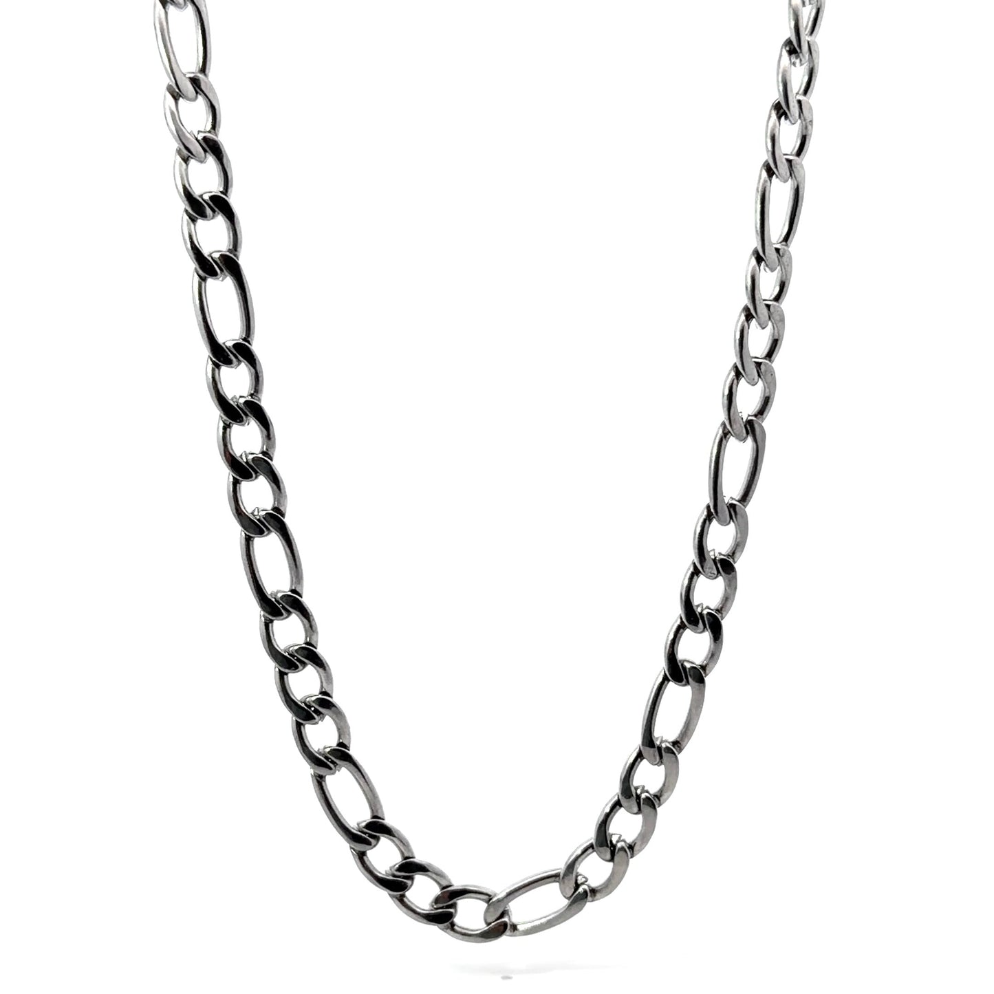 Stainless Steel Figaro Chain Link Necklace