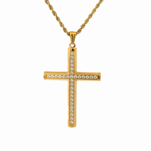 Gold Plated Cubic Zirconia Cross Pendant