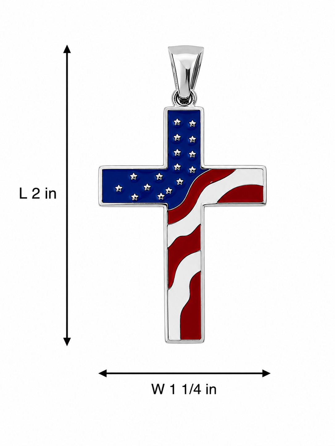 Patriotic Stainless Steel Cross Pendant