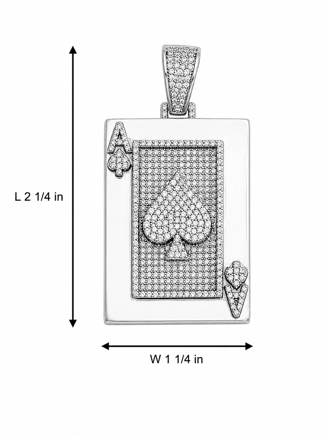 Sterling Silver Thick Ace of Spades Pendant