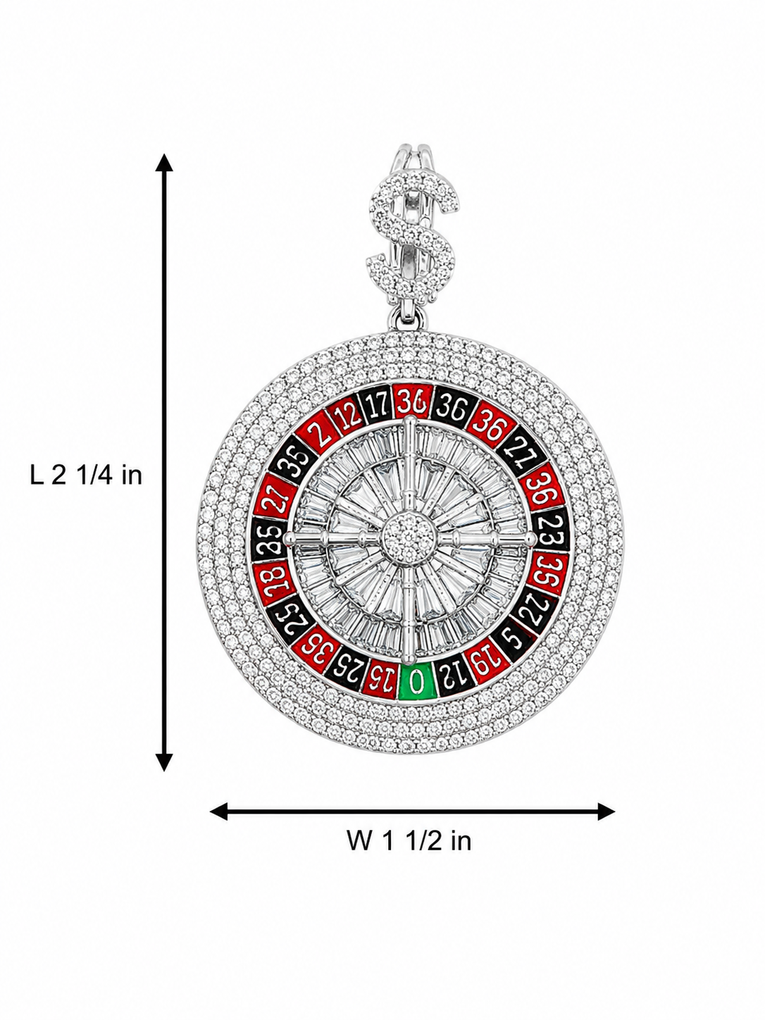 Sterling Silver Cubic Zirconia Roulette Reel Pendant