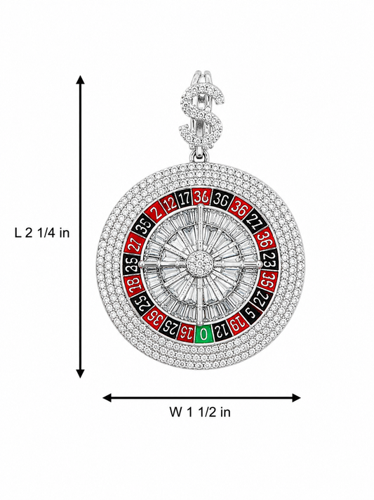 Sterling Silver Cubic Zirconia Roulette Reel Pendant