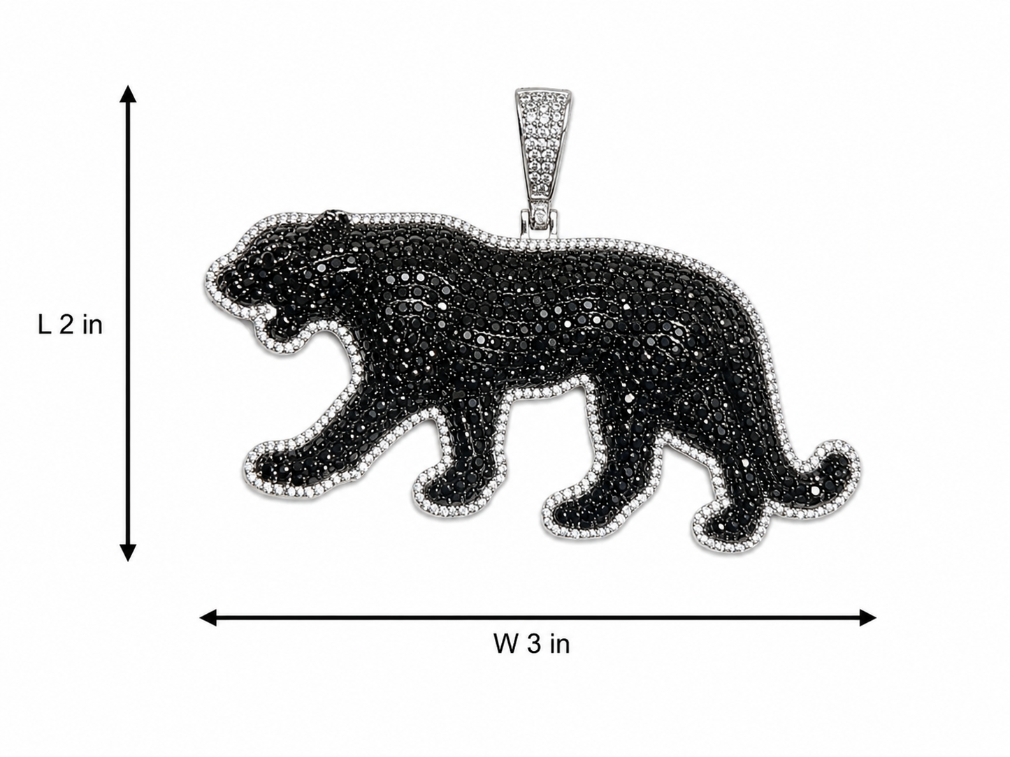 Sterling Silver Pave Set Cubic Zirconia Black Panther Pendant