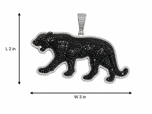 Sterling Silver Pave Set Cubic Zirconia Black Panther Pendant