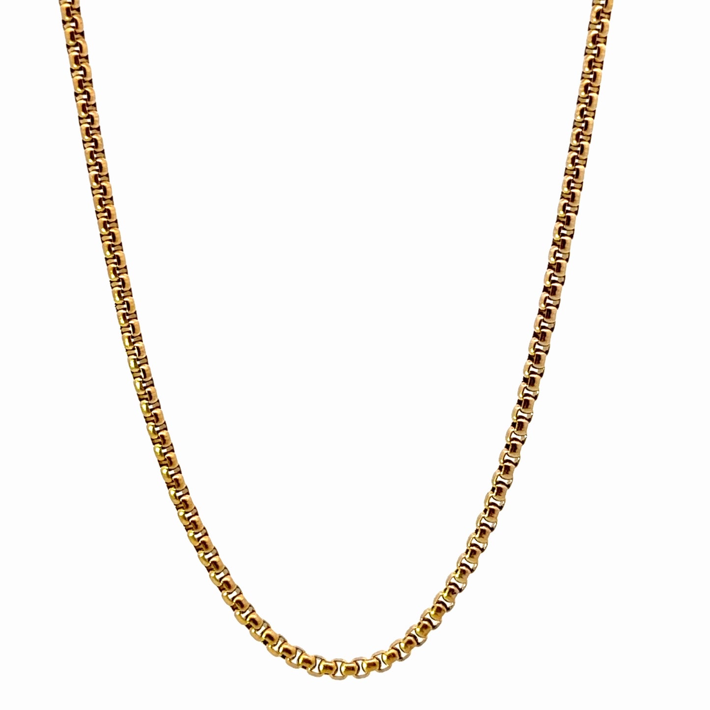 Classic 18K Gold Plated Stainless Steel Round Box Chain Necklace