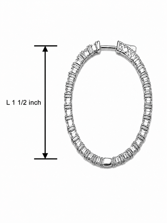 Inside-Out Oval Shape 1.40-inch 6.60 ct. Hoop Earrings