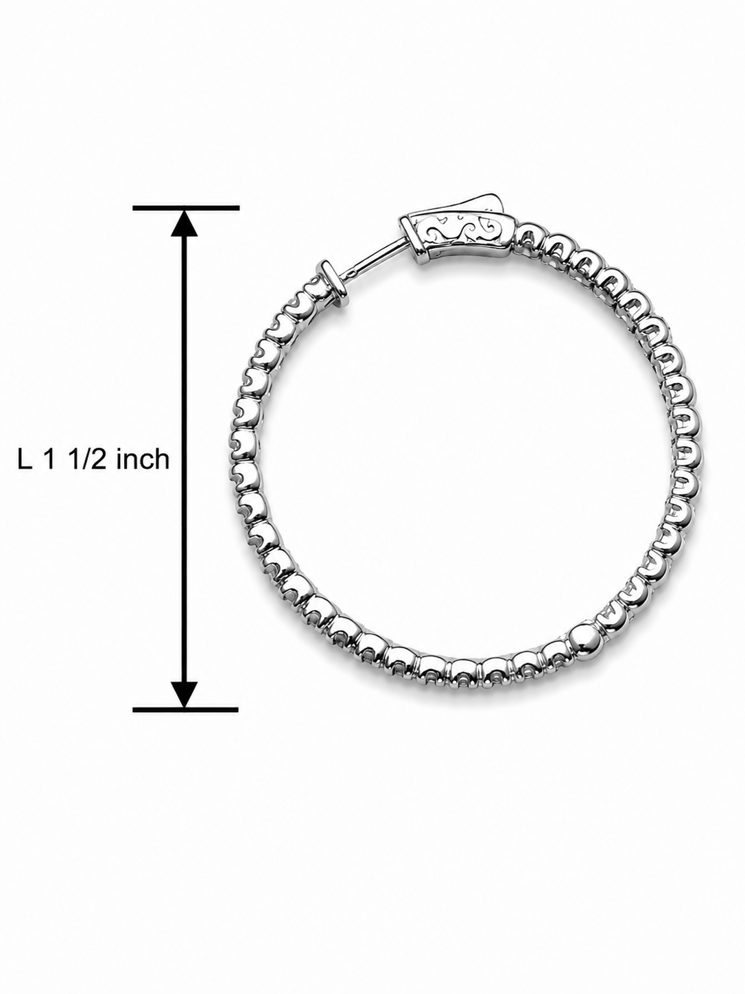 Elegant Sterling Silver Cubic Zirconia 1 1/2 inch Inside-Out Hoop Earrings
