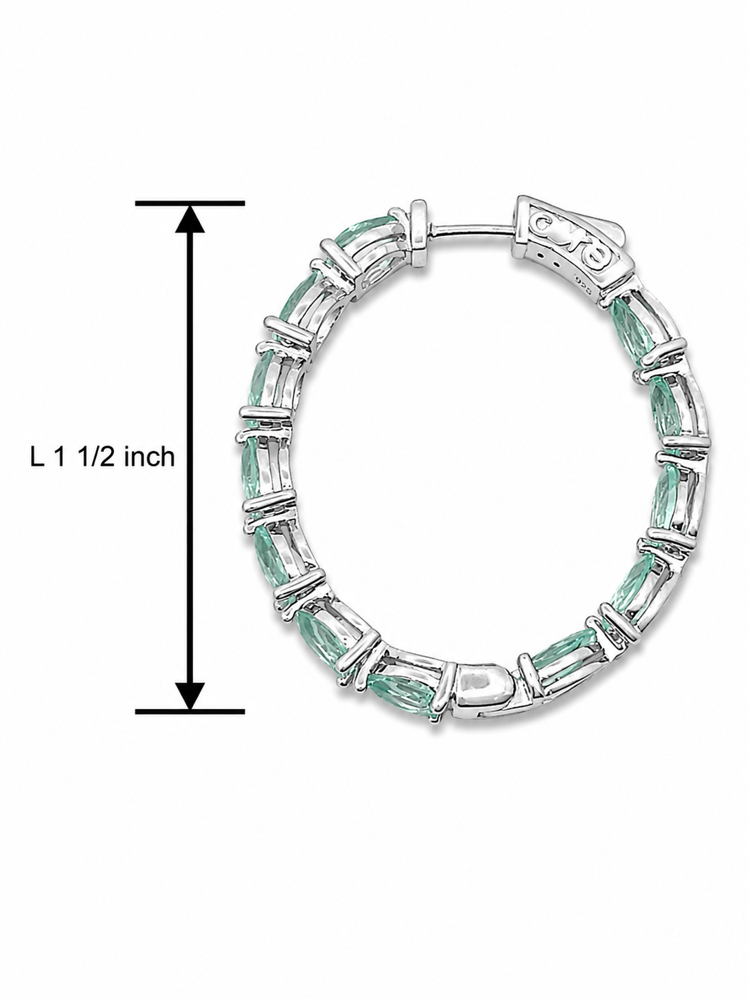 Teardrop-Cut Sterling Silver Cubic Zirconia Hoop Earrings