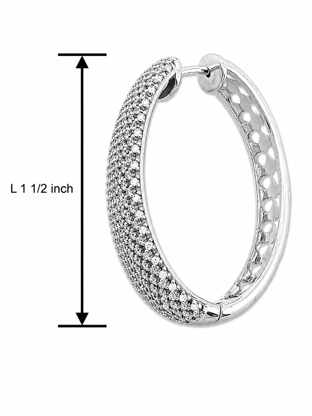 Large Shimmering Mesh Design Sterling Silver Cubic Zirconia Inside-Out Hoop Earrings