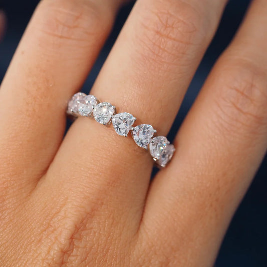 Sterling Silver Heart Shaped Eternity Ladies Band