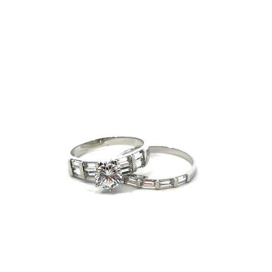 Sterling Silver Wedding Band Set