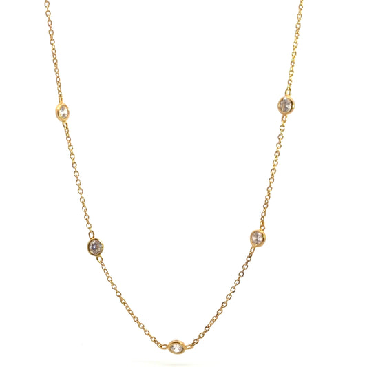 Sterling Silver Gold Plated Station Necklace