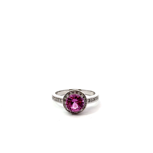 Sterling Silver Pink Cubic Zirconia Ring