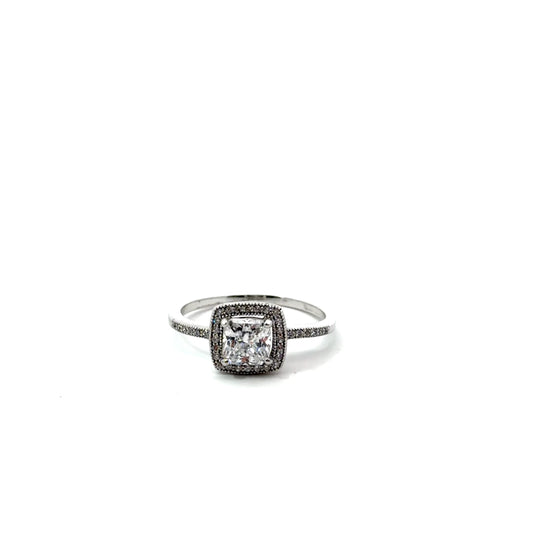 Sterling Silver Cubic Zirconia Halo Ring