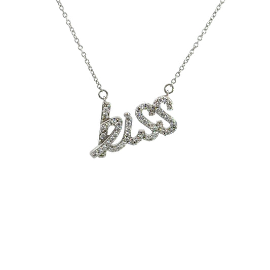 Cubic Zirconia Kiss Script Pendant Necklace