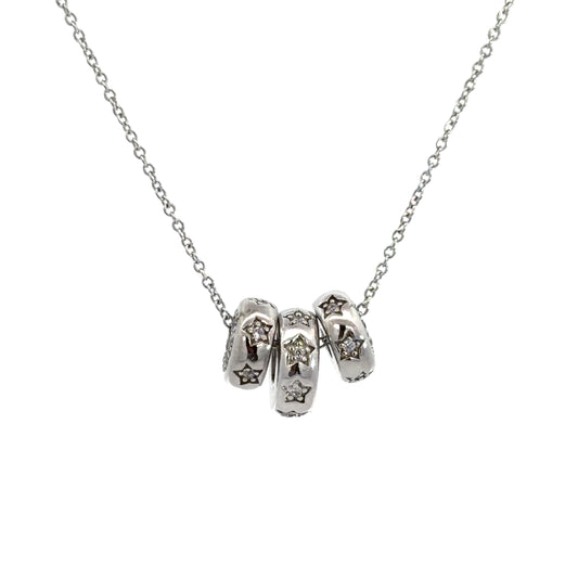 Sterling Silver Cubic Zirconia Trio Rings Charm Necklace