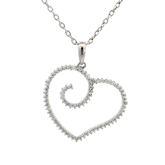 Sterling Silver Cubic Zirconia Open Heart Necklace