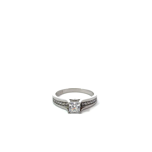 Sterling Silver Cathedral Style Engagement Ring