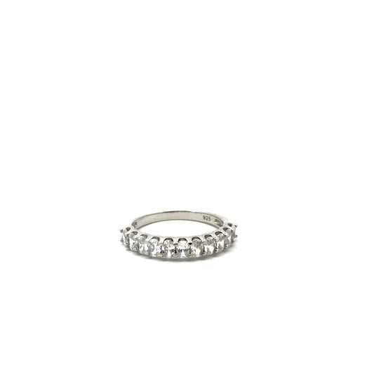 Sterling Silver Oval Cut Half Eternity Ring