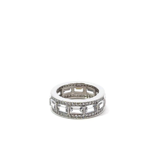 Sterling Silver Emerald cut Milgrain Eternity Ring