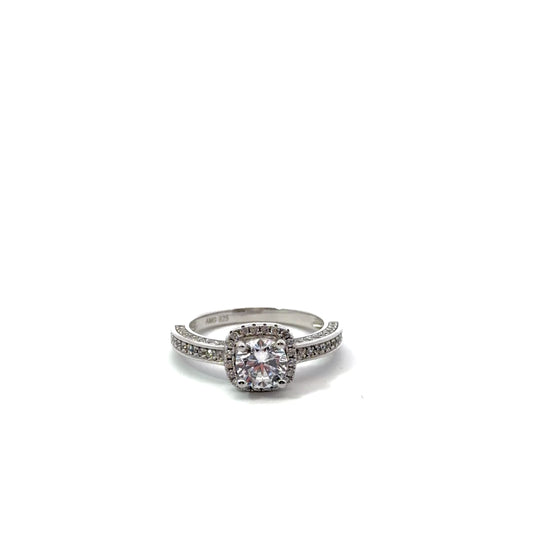 Sterling Silver Round Halo Engagement Ring