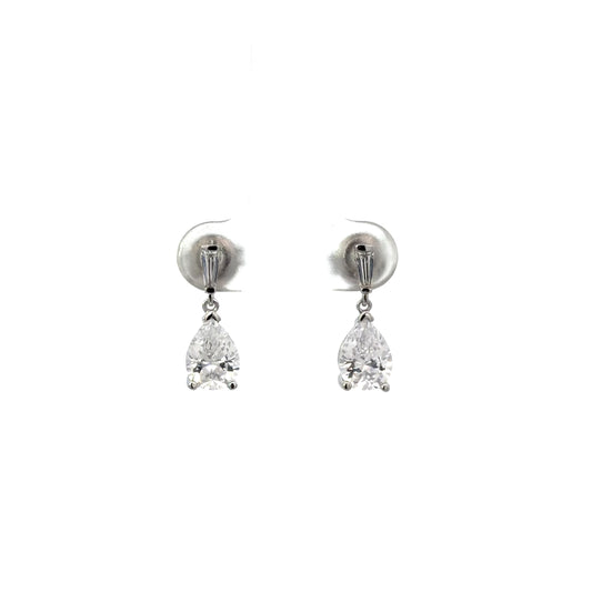 Sterling Silver Pear Cut Drop Earrings