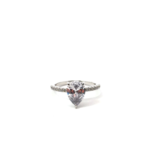 Sterling Silver Pear Cut Engagement Ring